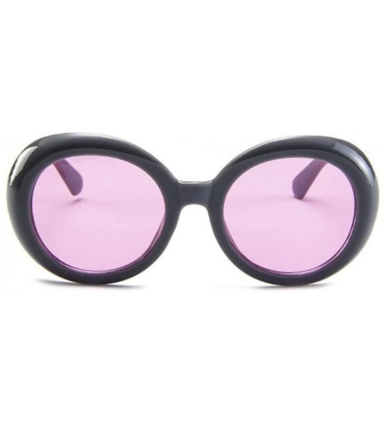 Goggle Round Oval Sunglasses Mod Style Retro Thick Frame Fashion eyewear - Gray Purple - CF189U7E3Y9 $34.41