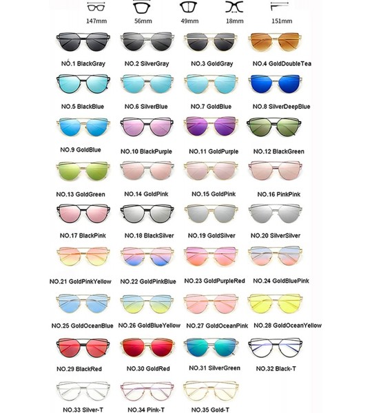 Square 2018 Brand Designer Cat Eye Sunglasses Women Vintage Metal Reflective Glasses Mirror Retro Oculos De Sol Gafas - C0198...