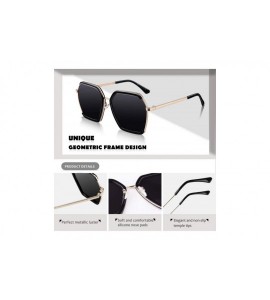 Square Polarized Sunglasses for Women Sun Glasses Fashion Oversized Shades S85 - Y Z Black Frame Grey Lens - CO18TZILAGC $25.73