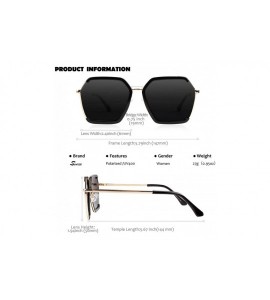 Square Polarized Sunglasses for Women Sun Glasses Fashion Oversized Shades S85 - Y Z Black Frame Grey Lens - CO18TZILAGC $25.73