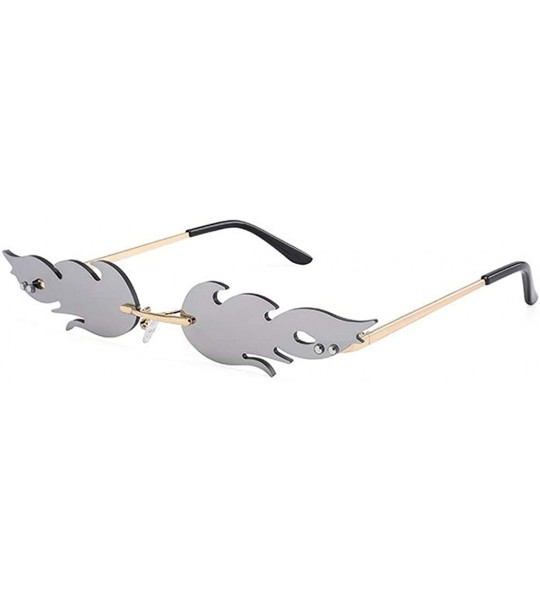 Rimless Rimless Flame Fashion Hipster Steampunk Sunglasses (Silver) - CW1950TA6IM $29.96