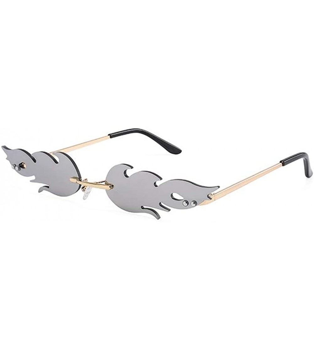 Rimless Rimless Flame Fashion Hipster Steampunk Sunglasses (Silver) - CW1950TA6IM $29.96