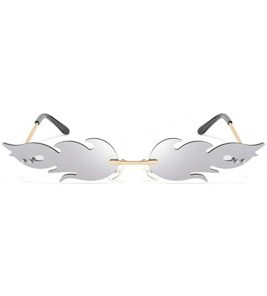 Rimless Rimless Flame Fashion Hipster Steampunk Sunglasses (Silver) - CW1950TA6IM $29.96