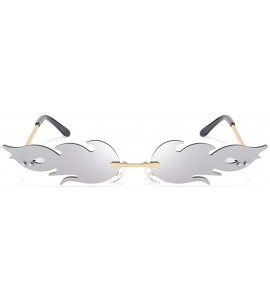 Rimless Rimless Flame Fashion Hipster Steampunk Sunglasses (Silver) - CW1950TA6IM $29.96