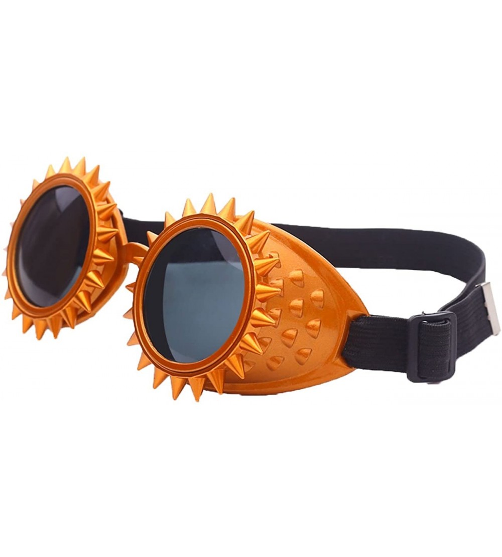 Round Kaleidoscope Rave Goggles Steampunk Glasses with Rainbow Crystal Glass Lens - Orange-new Style - C818GGSXDSW $19.21