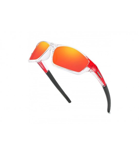 Oversized Sport Polarized Sunglasses for Men UV Protection Driving Fishing Sun Glasses D620 - Red/Red - CR18W465KCL $33.67