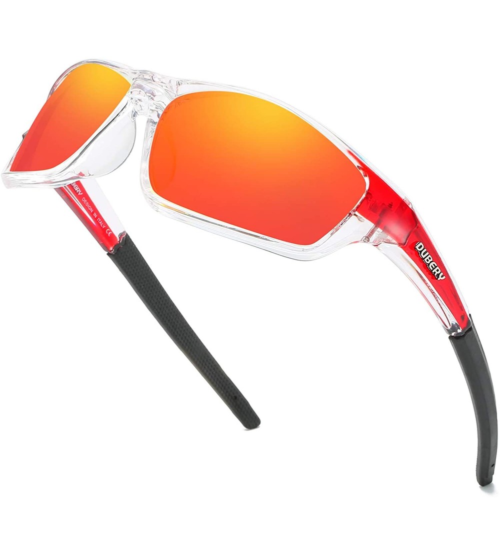 Oversized Sport Polarized Sunglasses for Men UV Protection Driving Fishing Sun Glasses D620 - Red/Red - CR18W465KCL $33.67