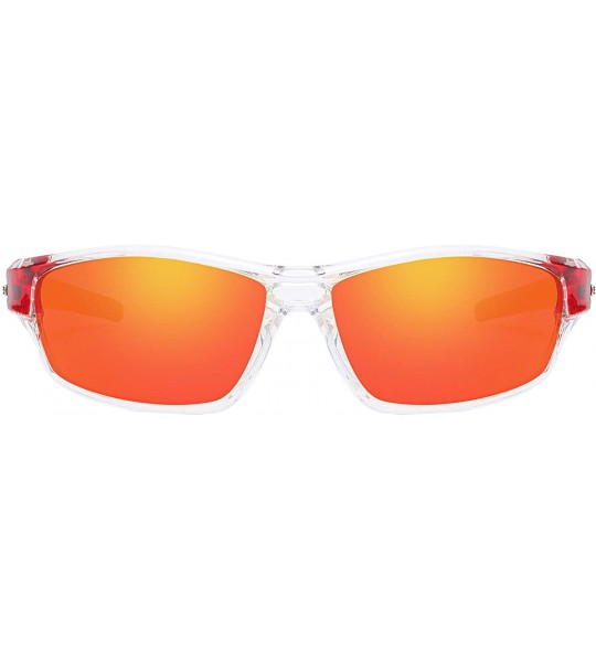 Oversized Sport Polarized Sunglasses for Men UV Protection Driving Fishing Sun Glasses D620 - Red/Red - CR18W465KCL $33.67