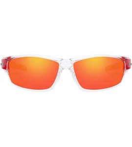 Oversized Sport Polarized Sunglasses for Men UV Protection Driving Fishing Sun Glasses D620 - Red/Red - CR18W465KCL $33.67