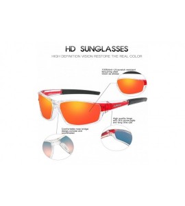 Oversized Sport Polarized Sunglasses for Men UV Protection Driving Fishing Sun Glasses D620 - Red/Red - CR18W465KCL $33.67