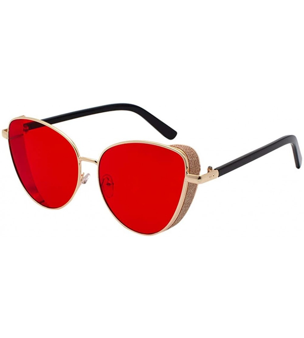 Round Polarized Sunglasses Classic Small Round Metal Frame for Women Polarized Sunglasses - Red - CJ199L6ZTU4 $17.27