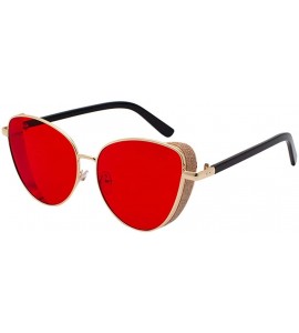 Round Polarized Sunglasses Classic Small Round Metal Frame for Women Polarized Sunglasses - Red - CJ199L6ZTU4 $17.27