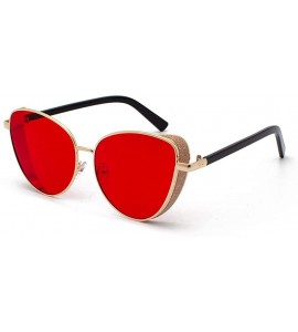 Round Polarized Sunglasses Classic Small Round Metal Frame for Women Polarized Sunglasses - Red - CJ199L6ZTU4 $17.27