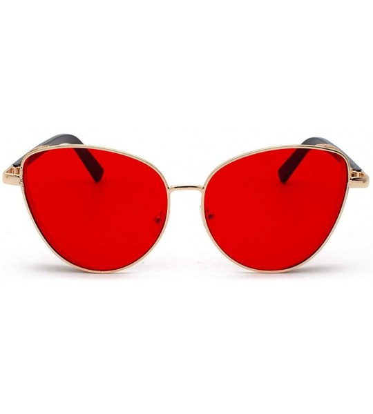 Round Polarized Sunglasses Classic Small Round Metal Frame for Women Polarized Sunglasses - Red - CJ199L6ZTU4 $17.27