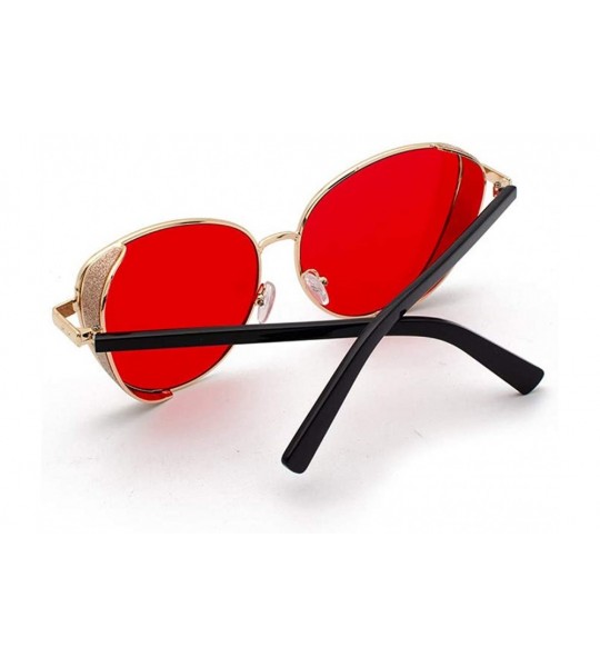 Round Polarized Sunglasses Classic Small Round Metal Frame for Women Polarized Sunglasses - Red - CJ199L6ZTU4 $17.27