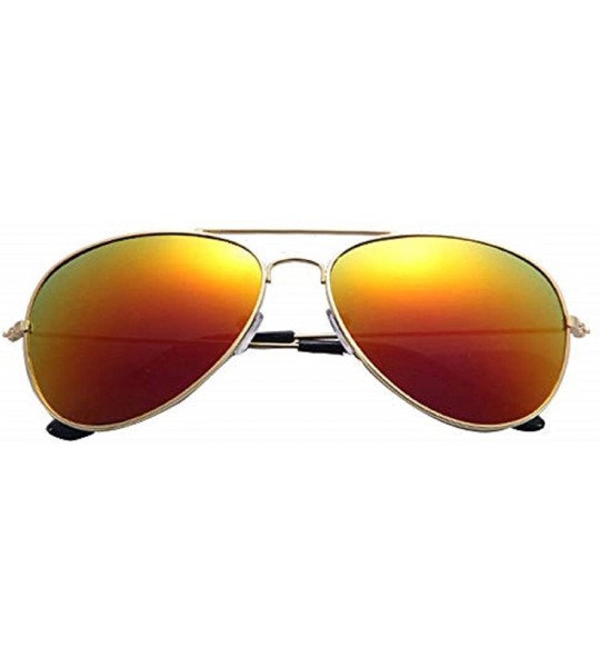 Oval 2020 New Women Men Classic Unisex Retro Sunglasses Metal Frame Aviator Classic Sunglasses - Gold Red - CG193XE4CH6 $16.24