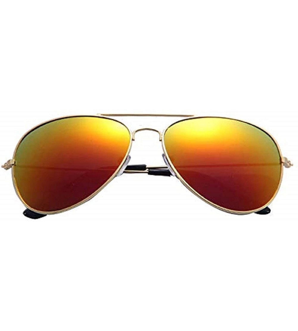 Oval 2020 New Women Men Classic Unisex Retro Sunglasses Metal Frame Aviator Classic Sunglasses - Gold Red - CG193XE4CH6 $16.24