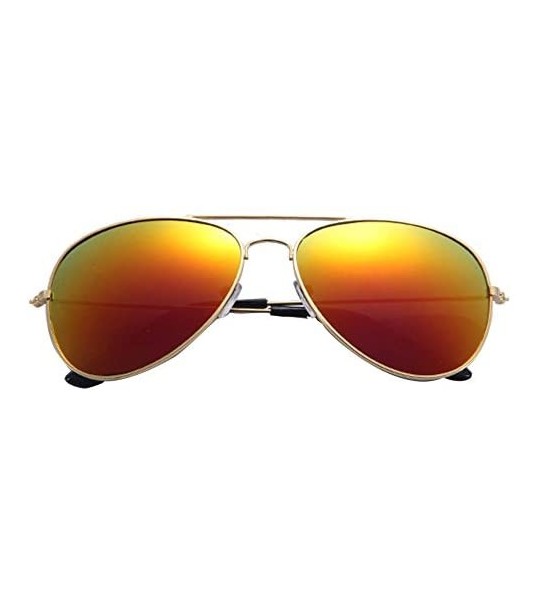 Oval 2020 New Women Men Classic Unisex Retro Sunglasses Metal Frame Aviator Classic Sunglasses - Gold Red - CG193XE4CH6 $16.24