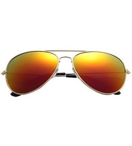 Oval 2020 New Women Men Classic Unisex Retro Sunglasses Metal Frame Aviator Classic Sunglasses - Gold Red - CG193XE4CH6 $16.24