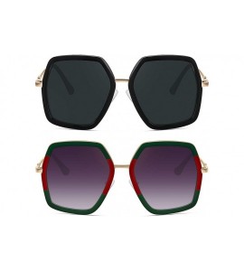 Square Oversized Big Fashion Sunglasses For Women Irregular Fashion Shades - Black+red Green - CB18S8REYYU $30.92