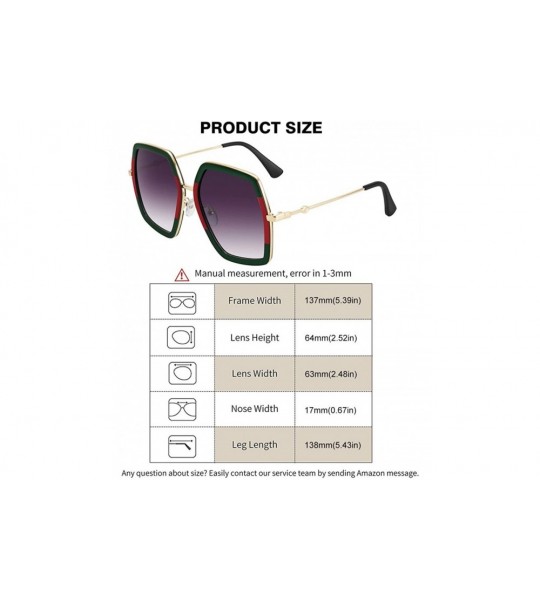 Square Oversized Big Fashion Sunglasses For Women Irregular Fashion Shades - Black+red Green - CB18S8REYYU $30.92