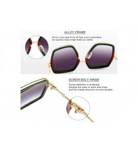 Square Oversized Big Fashion Sunglasses For Women Irregular Fashion Shades - Black+red Green - CB18S8REYYU $30.92