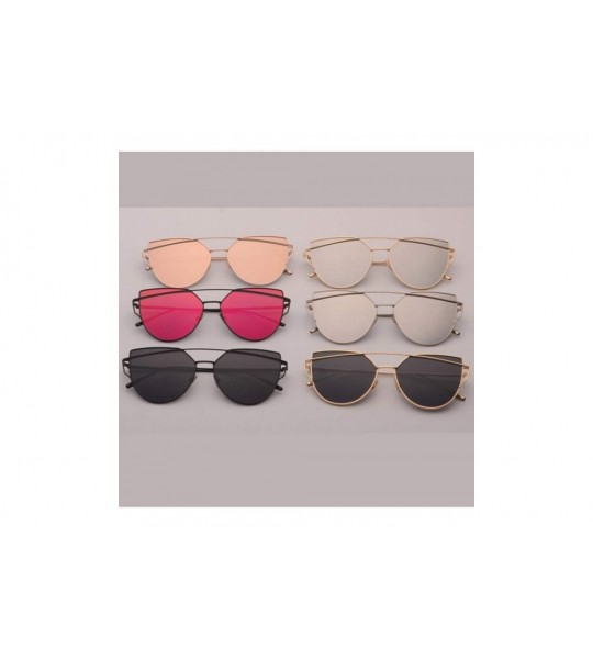 Cat Eye Pink Vintage Mirror Female Women Cat Eye Sunglasses Brand Designer Ladies Sun Glasses Oculos Feminino - C2 - CA197Y7R...