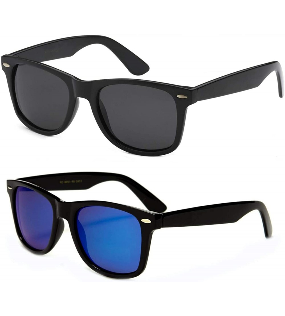 Square 2 Pack Classic California Style Adult POLARIZED Sunglasses Ages 15 - Mature - 2 Pack Black / Blue - CR18RE8SOAS $23.24
