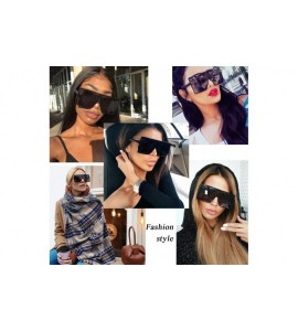 Square Square Oversized Sunglasses for Women Men Fashion Big Black 70s Sunglasses Shades - B-black - C11944Q8D4H $19.79