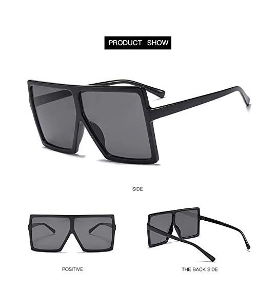 Square Square Oversized Sunglasses for Women Men Fashion Big Black 70s Sunglasses Shades - B-black - C11944Q8D4H $19.79