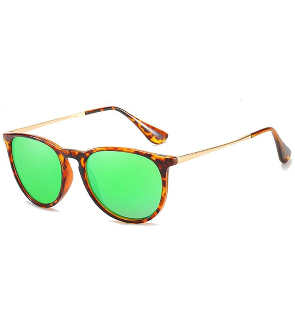 Square Polarized Sunglasses for Women Classic Round UV Protection Sun Glasses 8071 - Tortoise/Green - CV19D3W2489 $18.73