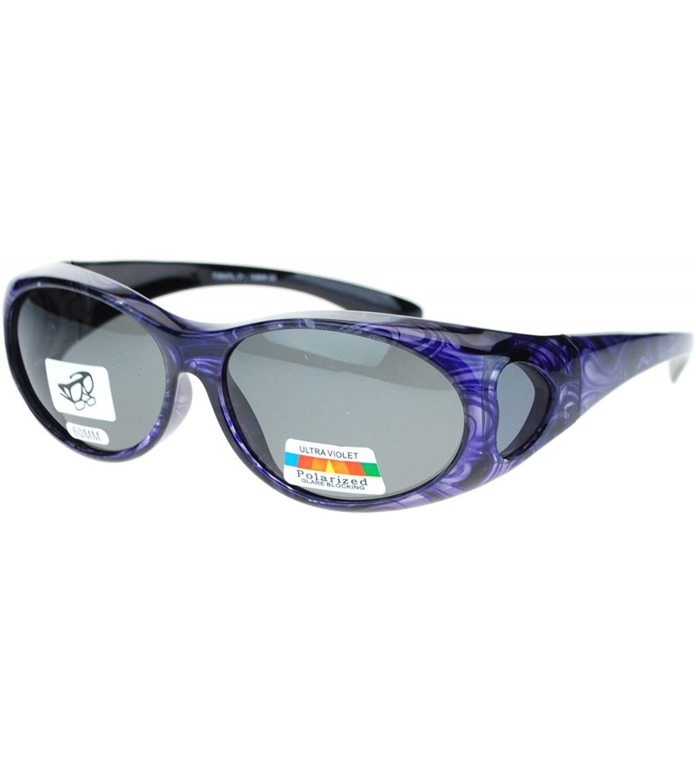 Oval Polarized Lens Sunglasses Womens Fit Over Glasses for Small Oval Frame - Purple Print - CJ1889YXETN $23.61