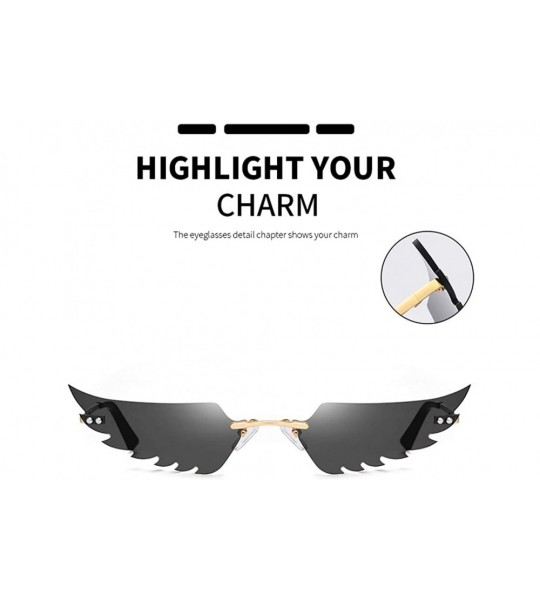 Rimless Fashion Irregular Glasses Classic Vintage Design Style Sunglasses Resin Lens Sunglasses - Unisex - Silver - CM199Y4Y9...