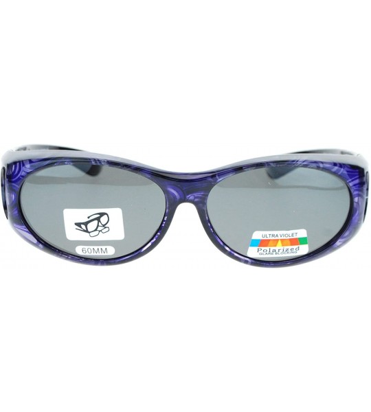 Oval Polarized Lens Sunglasses Womens Fit Over Glasses for Small Oval Frame - Purple Print - CJ1889YXETN $23.61