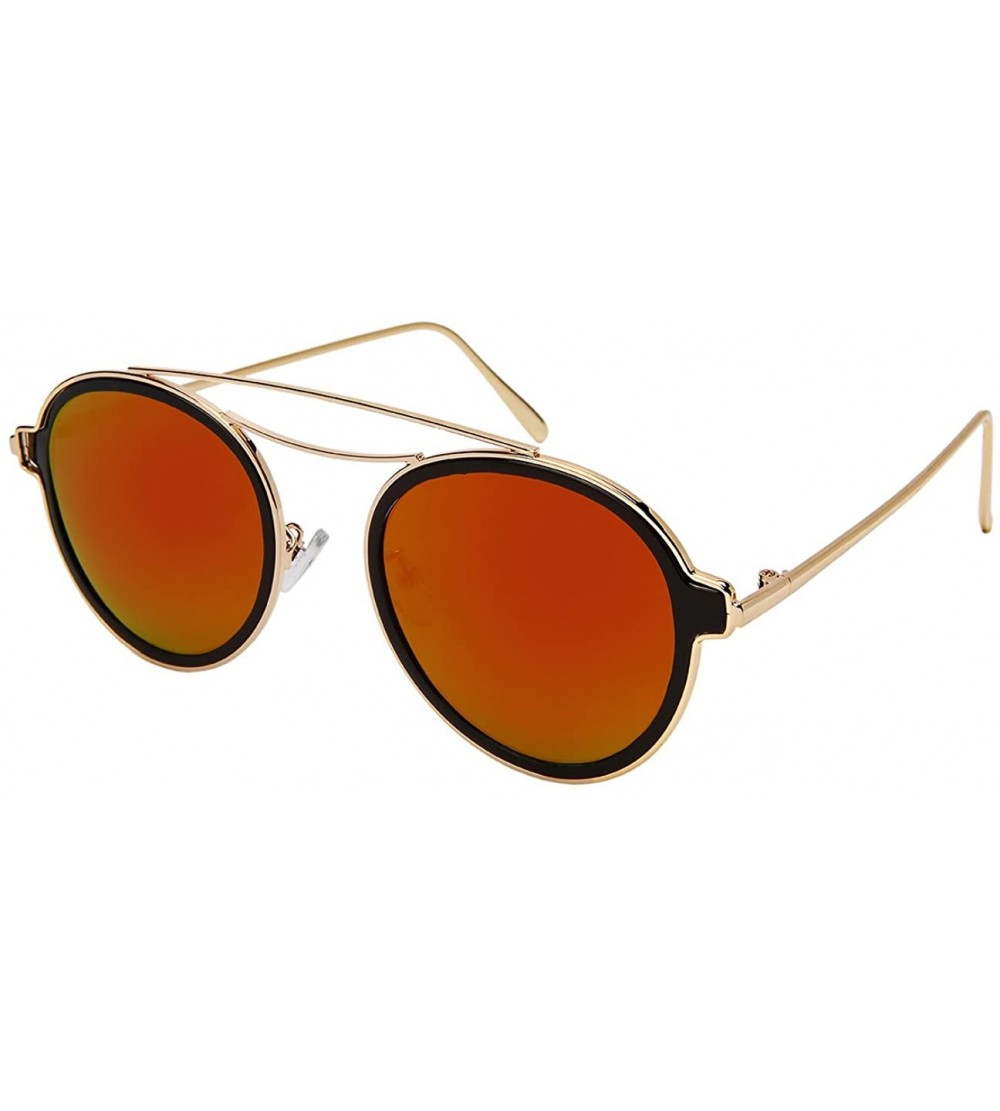 Aviator Aviator Shield with Double Brow Bar and Color Mirrored Lenses C146 - Gold+black - CO18456YWQI $19.84