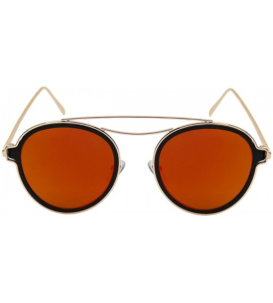 Aviator Aviator Shield with Double Brow Bar and Color Mirrored Lenses C146 - Gold+black - CO18456YWQI $19.84