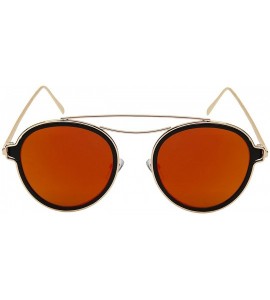 Aviator Aviator Shield with Double Brow Bar and Color Mirrored Lenses C146 - Gold+black - CO18456YWQI $19.84