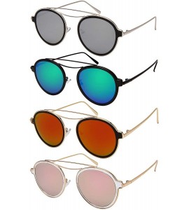 Aviator Aviator Shield with Double Brow Bar and Color Mirrored Lenses C146 - Gold+black - CO18456YWQI $19.84