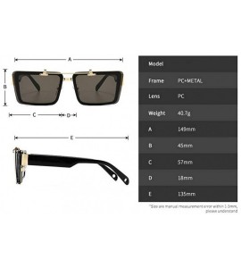 Square Blocking Eyeglasses Double Sunglasses Eyewear - Black - CU18XOTNQ8T $27.67