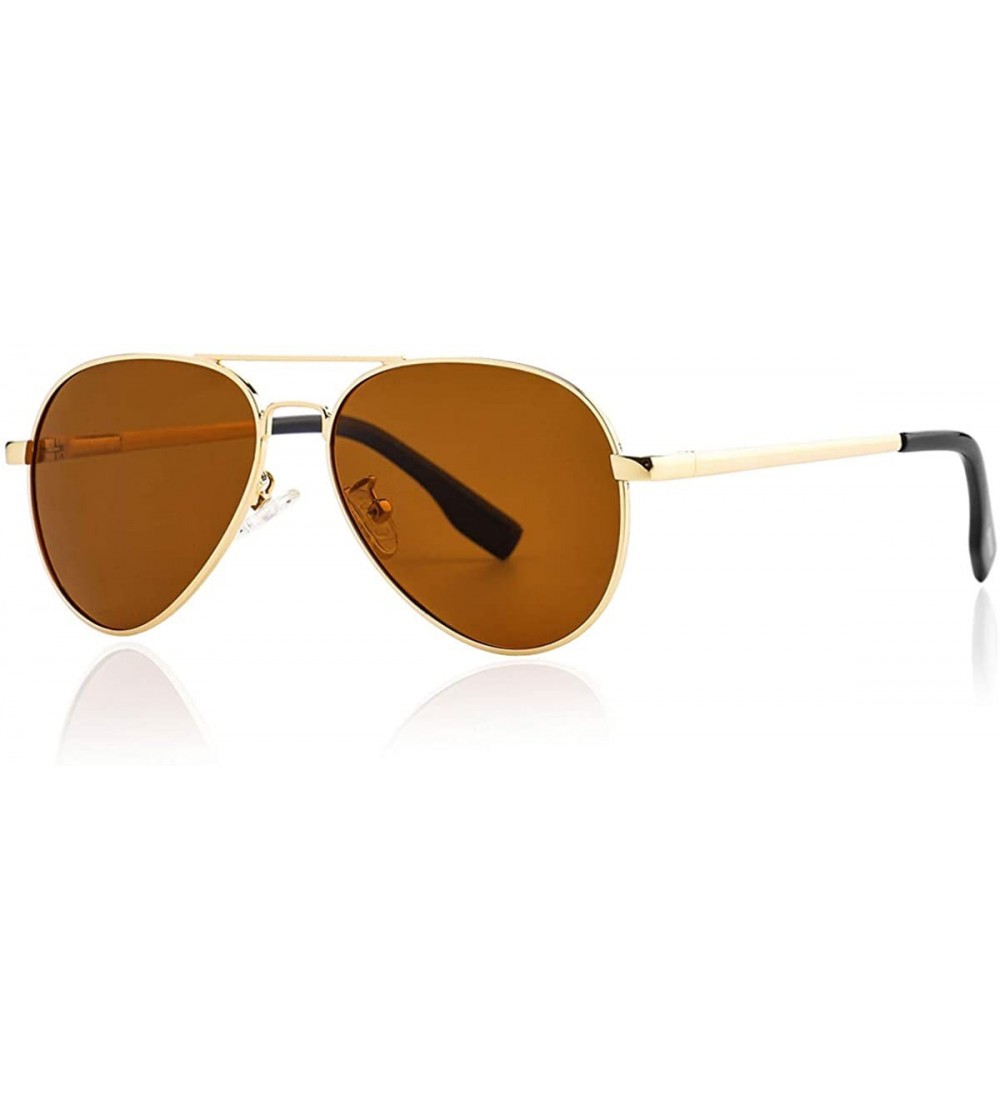 Sport Polarized Aviator Sunglasses for Men Women Driving Sun Glasses 100% UV Protection- 58MM - A4 Gold/Brown - CN194678YGU $...