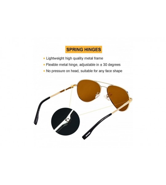 Sport Polarized Aviator Sunglasses for Men Women Driving Sun Glasses 100% UV Protection- 58MM - A4 Gold/Brown - CN194678YGU $...