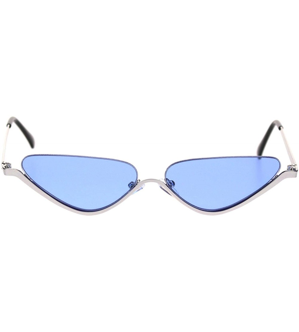Cat Eye Womens Upside Down Half Rim Cat Eye Retro Sunglasses - Silver Blue - C618S24KOH2 $21.98