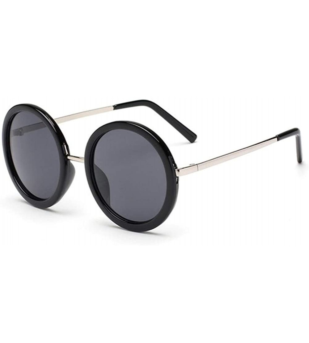 Round Vintage Round Sunglasses for Women UV Protection Circle Frame Sun Glasses - C2 Bright Black Frame Silver Leg - CI18I0NI...