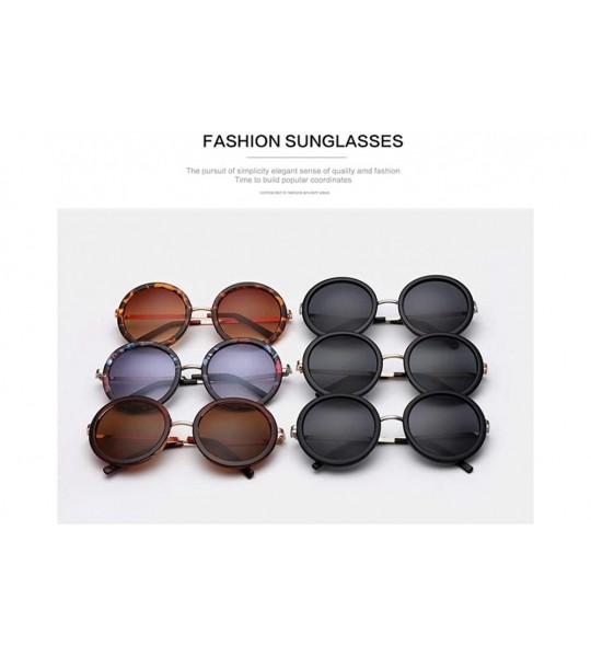 Round Vintage Round Sunglasses for Women UV Protection Circle Frame Sun Glasses - C2 Bright Black Frame Silver Leg - CI18I0NI...