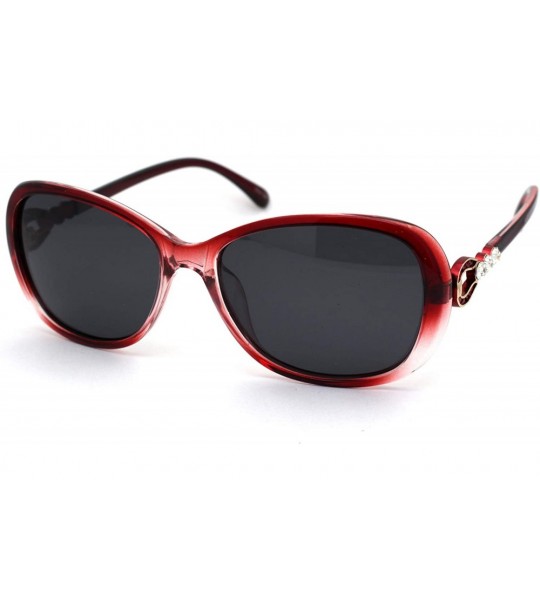 Butterfly Polarized Womens Rhinestone Jewel Hinge Diva Sunglasses - Red Black - C218ZMGR5KD $23.49