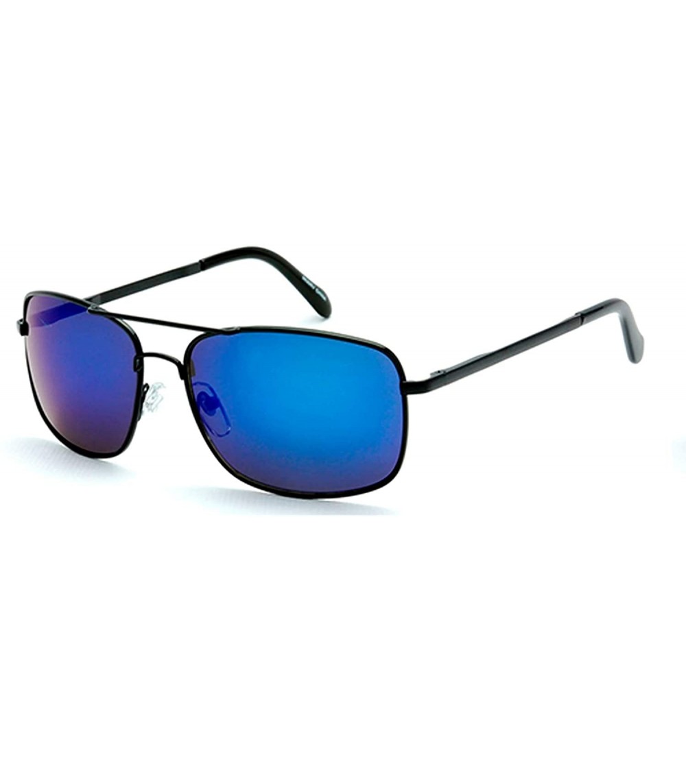 Rectangular Classic Fashion Rectangular Flat Top Aviator Reflective Sunglasses - Blue - C118YXAWDNQ $19.00