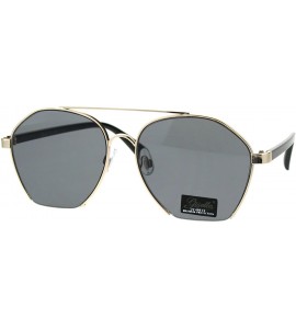 Rectangular Womens Crop Bottom Metal Rim Boyfriend Style Pilots Sunglasses - Gold Black - CJ18EQ8Q09O $23.16