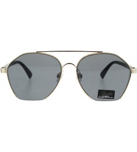 Rectangular Womens Crop Bottom Metal Rim Boyfriend Style Pilots Sunglasses - Gold Black - CJ18EQ8Q09O $23.16