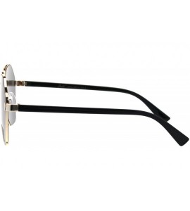 Rectangular Womens Crop Bottom Metal Rim Boyfriend Style Pilots Sunglasses - Gold Black - CJ18EQ8Q09O $23.16