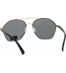 Rectangular Womens Crop Bottom Metal Rim Boyfriend Style Pilots Sunglasses - Gold Black - CJ18EQ8Q09O $23.16